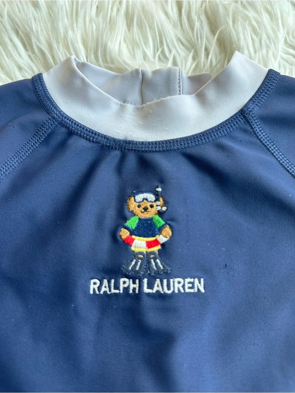 Ralph Lauren Baby Boy Polo Bear Performance Rash Guard Shortall 18–24M | Navy